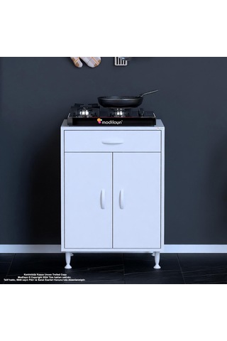 Birce 60 X 87 X 48 Cm Set Üstü Ocak Ve Tüp Bölmeli Çekmeceli Mutfak Dolabı Beyaz