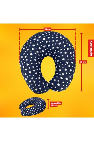 Xpermate Bebek Emzirme Yastığı,destek Minderi Yıldızlı Lacivert