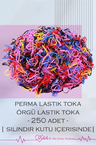 Lastik Toka, Perma Lastiği, Saç Tokası, Örgü Tokası, Saç Lastik Toka 1 Paket 250 Adet +-10 Adet Çok Renkli