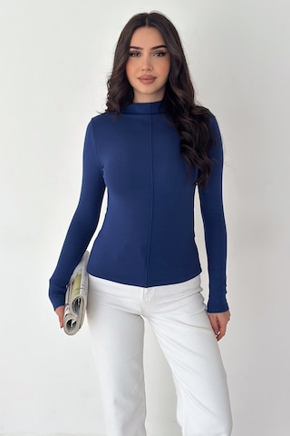 Noa & Noa Kadın Dikiş Detaylı Fit Bluz White Line Mavi