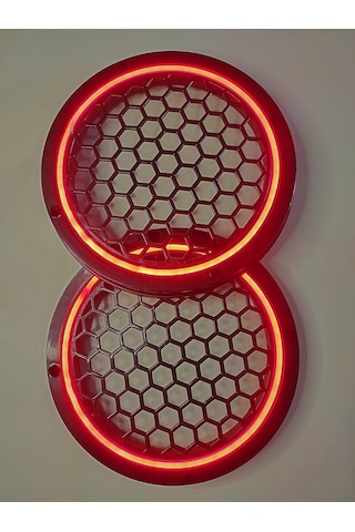 Hoparlör Kapağı 16 Cm Ledli 2'li Takım - Kırmızı