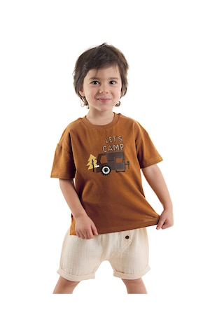 Denokids Erkek Bebek Çocuk Müslin Şort T-shirt Takım Çok Renkli