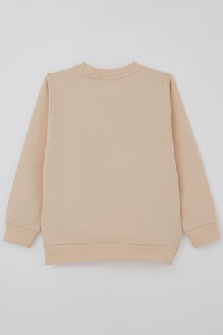 Breeze Kız Çocuk Sweatshirt Sevimli Köpekçik Baskılı Fiyonklu Yazı Baskılı 3-8 Yaş , Bej