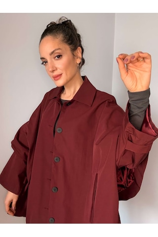 Ali Butik Bordo Panço Model Trençkot Bordo