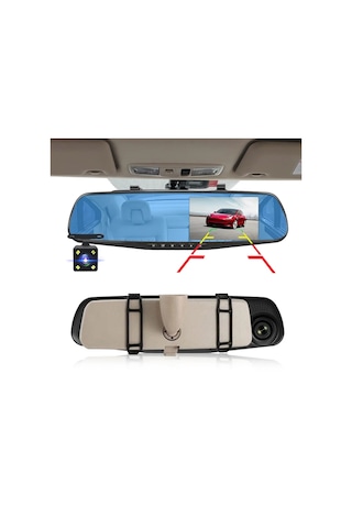 E-aec Dashcam Araba Dvr 4.3 Inç Ayna Fhd 1080p Kamera Çift Lens Dvr Dikiz A08 None