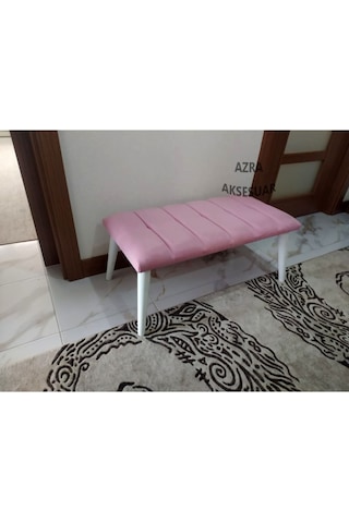 Azra Mobilya Benc - Puf - Bank - Çeşitleri - Ahşap Ayaklı - Ahşap Bench - Çift Kişilik Puf Pembe