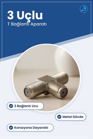 Uydu Konnektörü T Şeklinde Birleştirici Metal Anten Kablo Ekleme