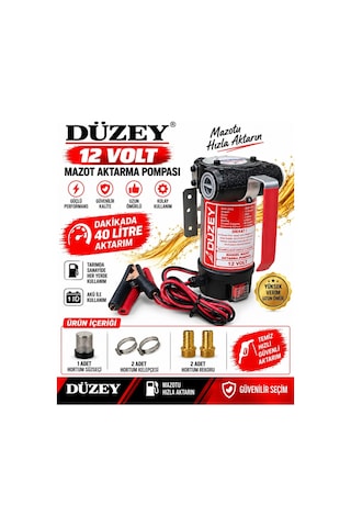 Düzey 12 Volt Bypasslı Dk/litre:40 Lt. Mazot Aktarma Pompası