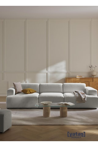 Most Mollista 3 Modül Kanepe Koltuk 32 Gri Keten Kumaş Yataş Sü