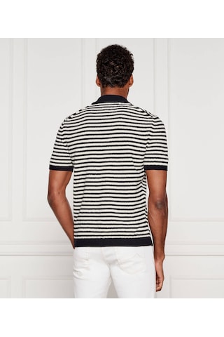 Tommy Hilfiger Örgü Dokulu Keten İplik Dokuma Polo T-shirt Siyah