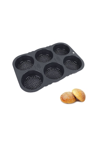 Kangvka 6 Lü Silikon Hamburger Ekmek Kalıbı - Yüksek Isı Dayanıklı, Kolay Çıkarım, Yemekhane Fırın Aracı Diğer
