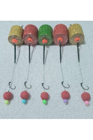 5 Adet Küspelli Boili'li Sazan Rig Takımı Çilek Boili