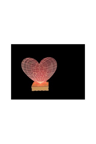 Şeffaf İlizyon Led Gece Lambası Love Kalp Görseli 18x20 Cm