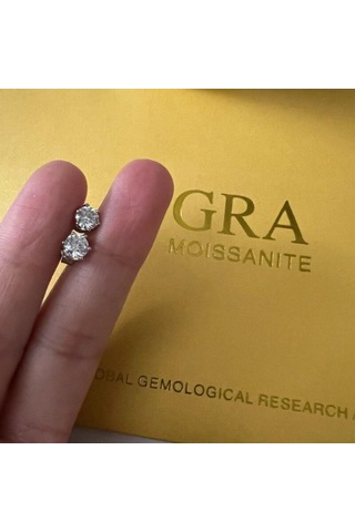 Sarı Bagueringen Gerçek 0.5-1 Karat D Renk Mozanit Saplama Küpe Kadınlar Için En Kaliteli 925 Ayar Gümüş Köpüklü Düğün Takı