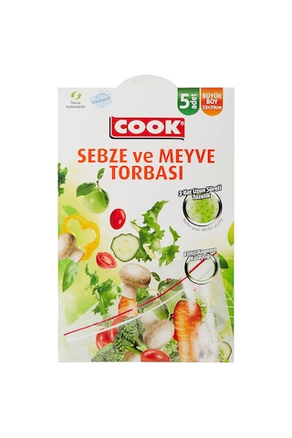 Cook Sebze Ve Meyve Torbası, 25 X 29 Cm, 5 Adet 4296