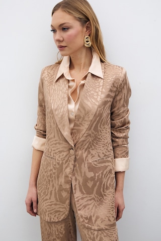 Sateen Desenli Saten Ceket - Vizon-134951 Vizon