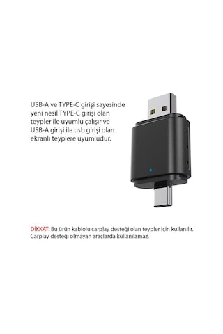 Pm-27447 Kablosuz Carplay - Android Auto Çevirici Dönüştürücü Adaptör İki Girişli Usb - Type-c