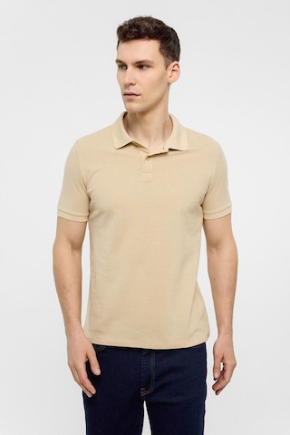 Bej Slim Düz Polo Yaka Tişört-38583 Bej