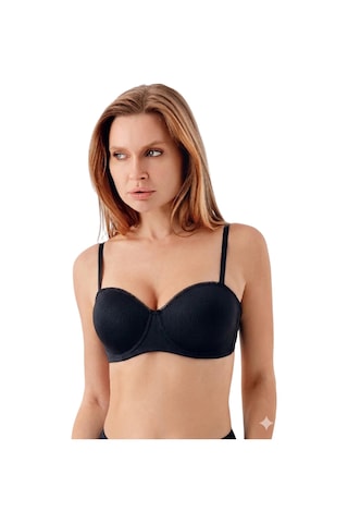 New Bra Newbra Lingerie 7045 Kadın Desteksiz C Cup Dantelli Sutyen Siyah