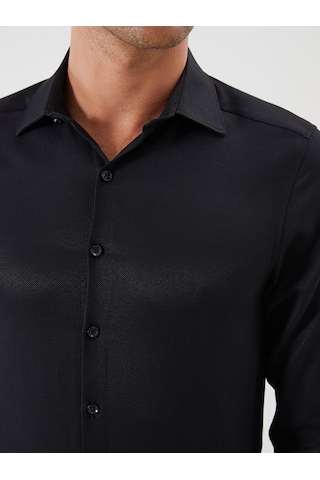 Lcw Busıness Siyah Slim Fit Armürlü Erkek Gömlek