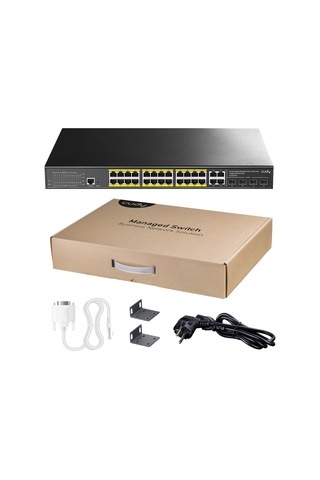 Cudy Switch 24 Port Gs2028ps4-300w Ge 4x1g Sfp&rj45 Combo 19" 1u Çelik Layer2 Yönetilebilir Poe+
