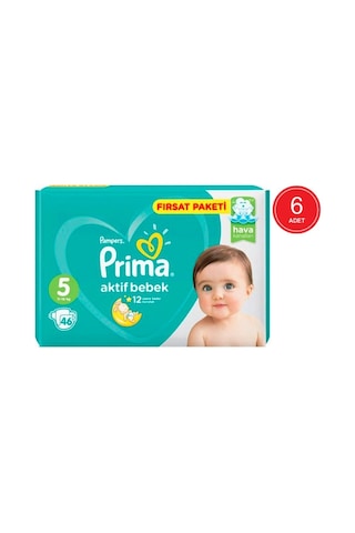 Prima Pampers Aktif Bebek Fırsat Paketi Bebek Bezi 11-16 KG 5 Beden 6 x 46 Adet 6'lı