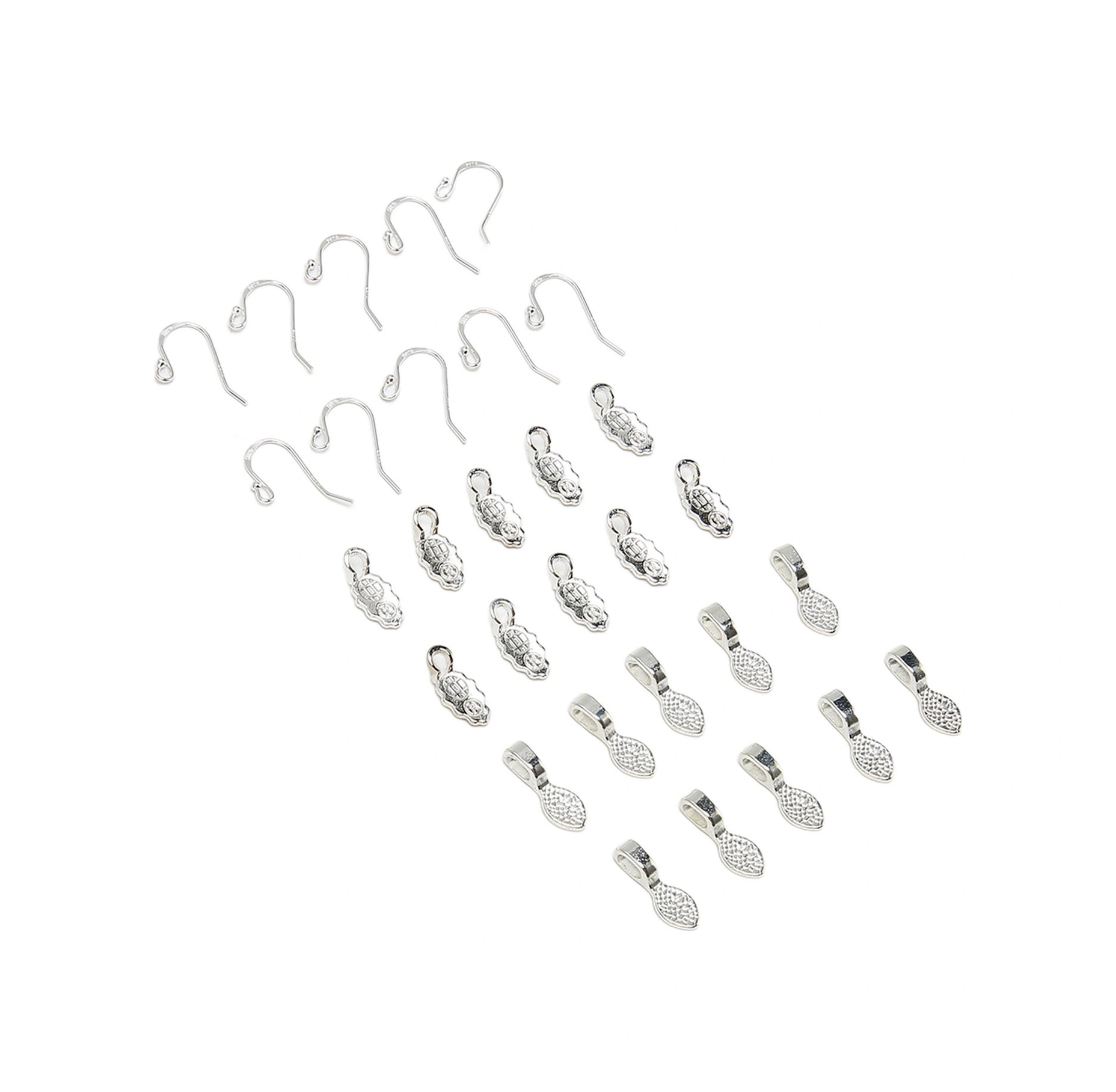 Wezone S925 Gümüş Küpe Kanca Ve Takı Parçaları Seti - 30 Adet Dıy Mücevher Aksesuarı 10 Kanca + 20 Takı Parçası Diğer