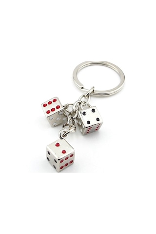 Solfera Zar Tavla Casino Şans Sallantılı Üçlü Metal Anahtarlık Kc017