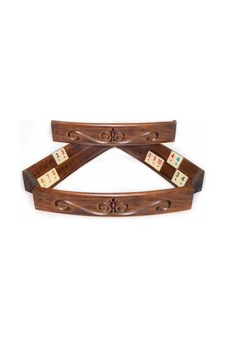 Helena Wood Art Elliptic Oval El Yapımı Masif Ahşap Oymalı Okey Takım