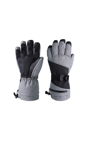Moveevo Kışlık Beş Parmak Kayak Eldiveni - Su Geçirmez, Dokunmatik Ekran Uyumlu, Sıcak Tutan, Gri Renk Gri