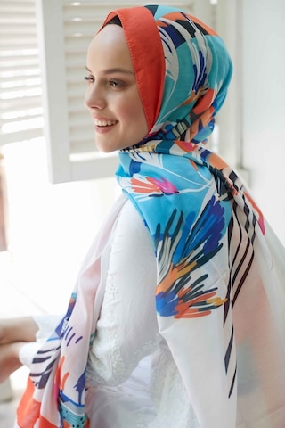 Şal Evi Şalevi Fresh Pamuklu Soft Şal - Turuncu - Mavi 10-1