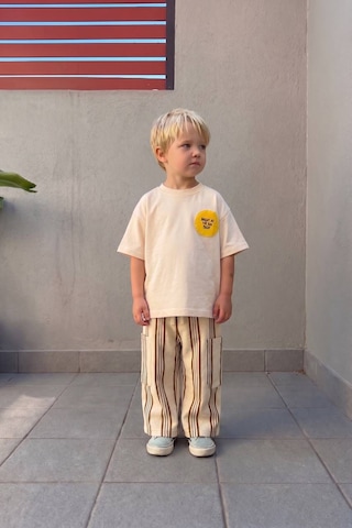 Baby Lory Kids Store Slogan Desenli İkili Takım Krem - Kahverengi