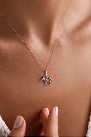 Siyah Mineli Zebra Kilitli Charm Kolye Ucu