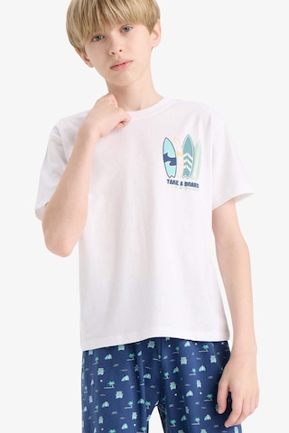 Defacto %100 Pamuklu Desenli Beli Lastikli Pijama Takımı Erkek Çocuk E2693A825HS Beyaz