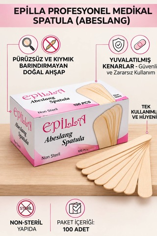 Epilla Abeslang Ağda Spatulası Ahşağ Dil Çubuğu-600 Adet