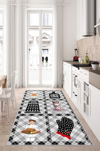 West Home Dijital Baskılı Yıkanabilir Kaymaz Taban Mutfak Halısı Wh 343 Multy