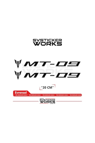 Yamaha Mt-09 Uyumlu Yazı Sticker Yüksek Kalite Özel Kesim Folyo 2'li Set Siyah