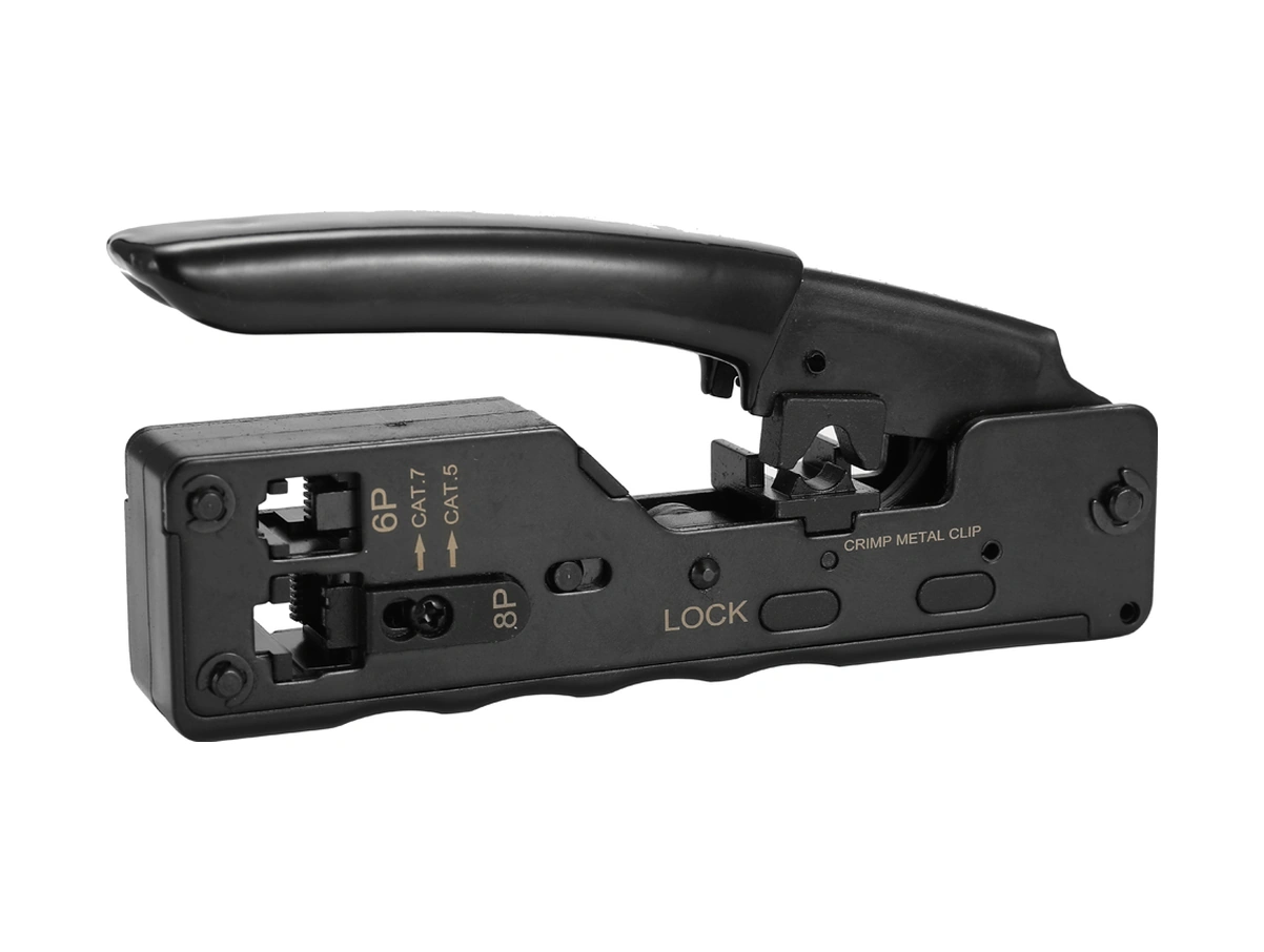 Neevoyu Yüksek Karbon Çelik Multifonksiyon Rj45/rj11/rj12 Ağ Kablosu Presi - Cat7/cat6a/cat6/cat5 Uyumlu, Kaymazsız Kollü, Güvenlik Kilitli Siyah