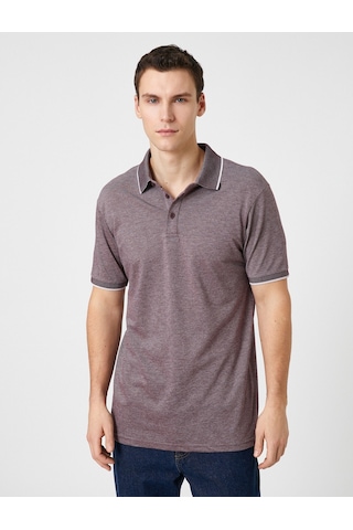 Koton Polo Yaka Tişört Düğme Detaylı Dar Kesim Bordo 3Sam10004Mk 3Sam10004Mk1Sk Bordo