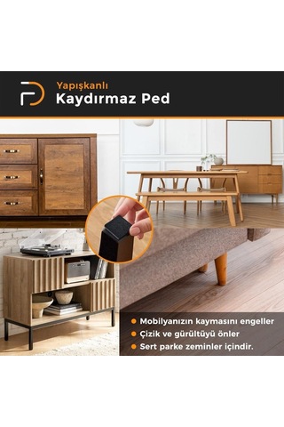 Furndiy Kendinden Yapışkanlı Kare Kaydırmaz 30 Mm X 30 Mm Siyah 21 Parça Siyah