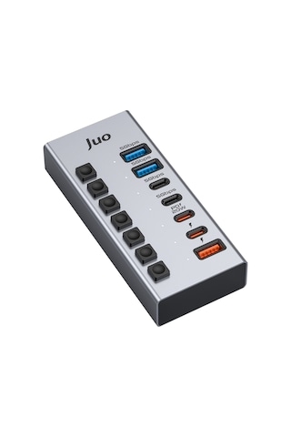 Juo Usb-a 7 Portlu Anahtarlı 3 Usb-a 4 Type-c 5gbps Pd Hızlı Şarj Destekli Usb 3.1 Çoklayıcı Dönüştürücü Hub