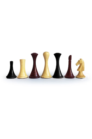 El Yapımı Şimşir Ahşap Soyut Modern Satranç Taşları 77mm