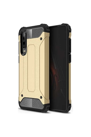 Noktaks - Huawei Uyumlu Huawei P30 Lite - Kılıf Çift Katman Zırh Tank Crash Military Kapak - Kırmızı