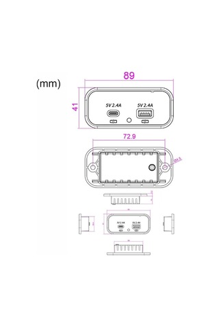 Didadodo Usb Çift Bağlantı Noktalı Hızlı Şarjlı Araç Modifikasyon Şarj Cihazı Ucc316a Ac4.8a