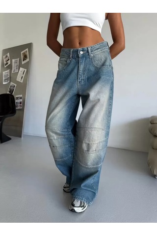 Paradise Dikiş Detaylı Geniş Paça Jean Çok Renkli