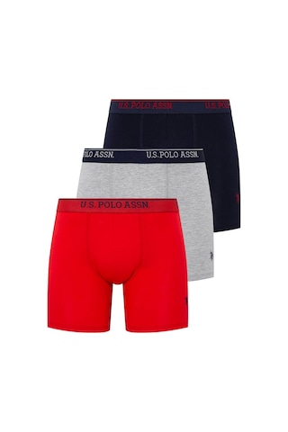 U.S. Polo Assn. Erkek 3 Lü Boxer Set Kırmızı Gri Melanj Lacivert 001