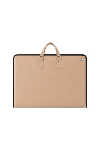 40x55 Cm Suni Deri Saplı Ve Askılı Resim Proje Çantası Camel 35x50 Cm Uyumlu, Cepli