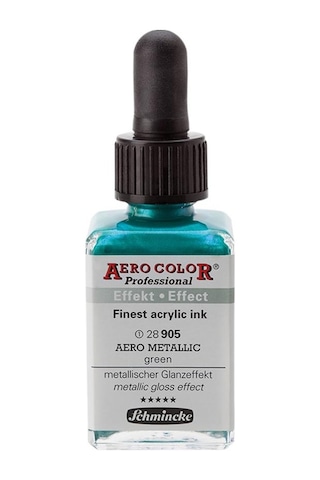 Schmincke Aero Color Akrilik Mürekkep 28Ml 905 Aero Metallic Gree