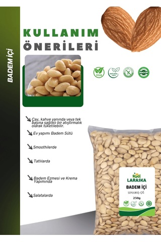 Badem İçi Soyulmuş Çiğ 250g- Blanched Almonds Raw 250 G