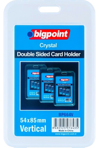 Bigpoint Çift Taraflı Kart Kabı Kristal Dikey Şeffaf 54x85mm X 10 Adet